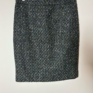 J. Crew Black Tweed Wool Blend Pencil Skirt